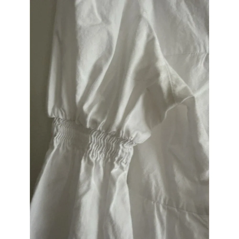 ZARA Women’s White Puff Sleeve Button Down Shirt Blouse Size S